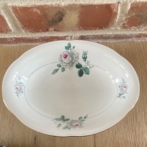 Schumann Arzberg Bavaria Empress Rose Oval Vegetable Serving Bowl Gold Trim